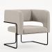 Kit 02 Poltronas Decorativas Scarlett D02 Base de Aço Preto Linho Bege C-107 - Lyam Decor