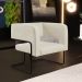 Kit 02 Poltronas Decorativas Scarlett D02 Base de Aço Preto Linho Champagne A-49 - Lyam Decor