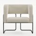 Kit 02 Poltronas Decorativas Scarlett D02 Base de Aço Preto Linho Champagne A-49 - Lyam Decor