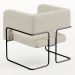 Kit 02 Poltronas Decorativas Scarlett D02 Base de Aço Preto Linho Champagne A-49 - Lyam Decor
