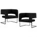Kit 02 Poltronas Decorativas Scarlett D02 Base de Aço Preto Linho Chumbo C-465 - Lyam Decor