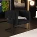 Kit 02 Poltronas Decorativas Scarlett D02 Base de Aço Preto Linho Chumbo C-465 - Lyam Decor