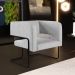 Kit 02 Poltronas Decorativas Scarlett D02 Base de Aço Preto Linho Cinza C-315 - Lyam Decor