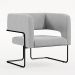 Kit 02 Poltronas Decorativas Scarlett D02 Base de Aço Preto Linho Cinza C-315 - Lyam Decor