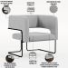 Kit 02 Poltronas Decorativas Scarlett D02 Base de Aço Preto Linho Cinza C-315 - Lyam Decor