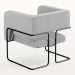 Kit 02 Poltronas Decorativas Scarlett D02 Base de Aço Preto Linho Cinza C-315 - Lyam Decor