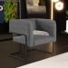 Kit 02 Poltronas Decorativas Scarlett D02 Base de Aço Preto Linho Cinza Escuro C-416 - Lyam Decor