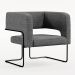 Kit 02 Poltronas Decorativas Scarlett D02 Base de Aço Preto Linho Cinza Escuro C-416 - Lyam Decor