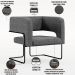 Kit 02 Poltronas Decorativas Scarlett D02 Base de Aço Preto Linho Cinza Escuro C-416 - Lyam Decor