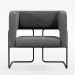 Kit 02 Poltronas Decorativas Scarlett D02 Base de Aço Preto Linho Cinza Escuro C-416 - Lyam Decor