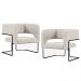 Kit 02 Poltronas Decorativas Scarlett D02 Base de Aço Preto Linho Cru B-443 - Lyam Decor