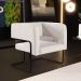 Kit 02 Poltronas Decorativas Scarlett D02 Base de Aço Preto Linho Cru B-443 - Lyam Decor