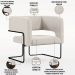 Kit 02 Poltronas Decorativas Scarlett D02 Base de Aço Preto Linho Cru B-443 - Lyam Decor