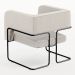 Kit 02 Poltronas Decorativas Scarlett D02 Base de Aço Preto Linho Cru B-443 - Lyam Decor