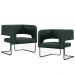 Kit 02 Poltronas Decorativas Scarlett D02 Base de Aço Preto Linho Verde C-117 - Lyam Decor