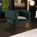 Kit 02 Poltronas Decorativas Scarlett D02 Base de Aço Preto Linho Verde C-117 - Lyam Decor