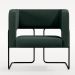 Kit 02 Poltronas Decorativas Scarlett D02 Base de Aço Preto Linho Verde C-117 - Lyam Decor