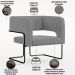 Kit 02 Poltronas Decorativas Scarlett D02 Base de Aço Preto Veludo Cinza B-317 - Lyam Decor