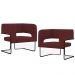Kit 02 Poltronas Decorativas Scarlett D02 Base de Aço Preto Veludo Marsala B-278 - Lyam Decor