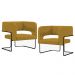 Kit 02 Poltronas Decorativas Scarlett D02 Base de Aço Preto Veludo Mostarda B-260 - Lyam Decor