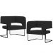 Kit 02 Poltronas Decorativas Scarlett D02 Base de Aço Preto Veludo Preto B-300 - Lyam Decor