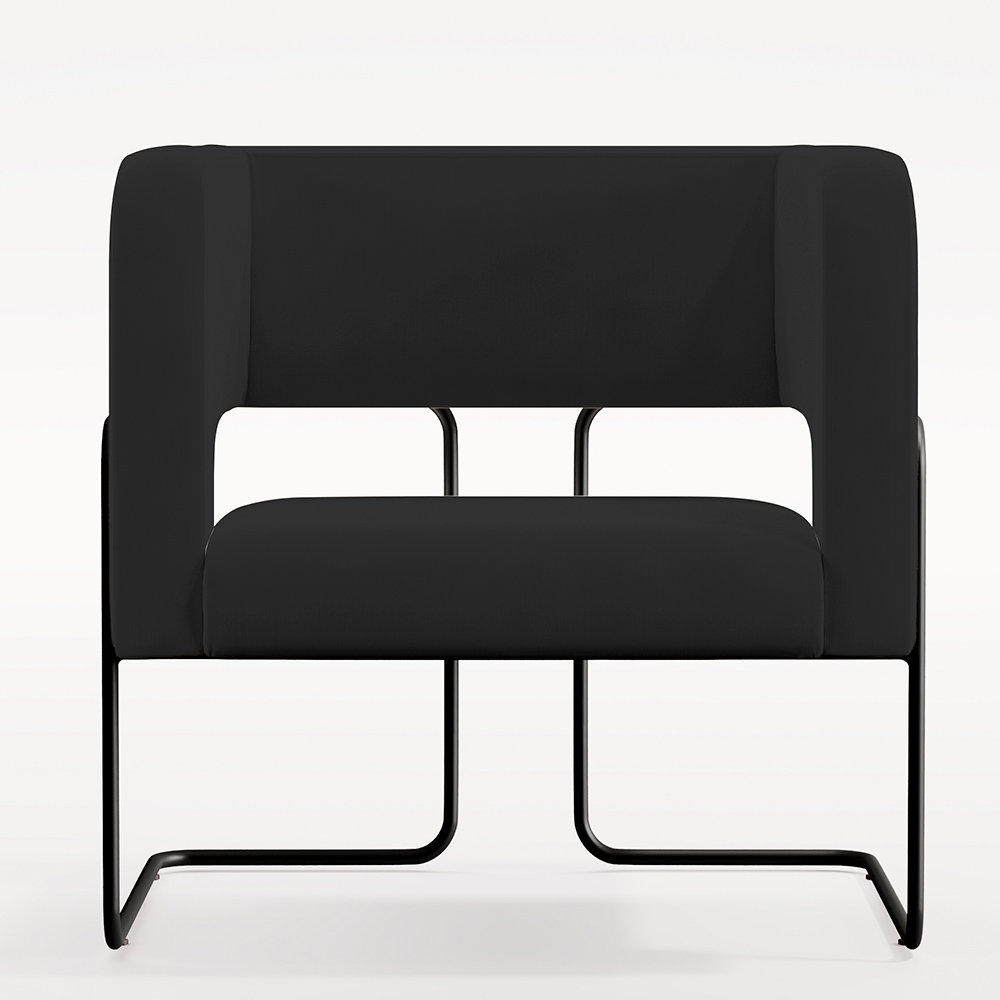 Kit 02 Poltronas Decorativas Scarlett D02 Base de Aço Preto Veludo Preto B-300 - Lyam Decor
