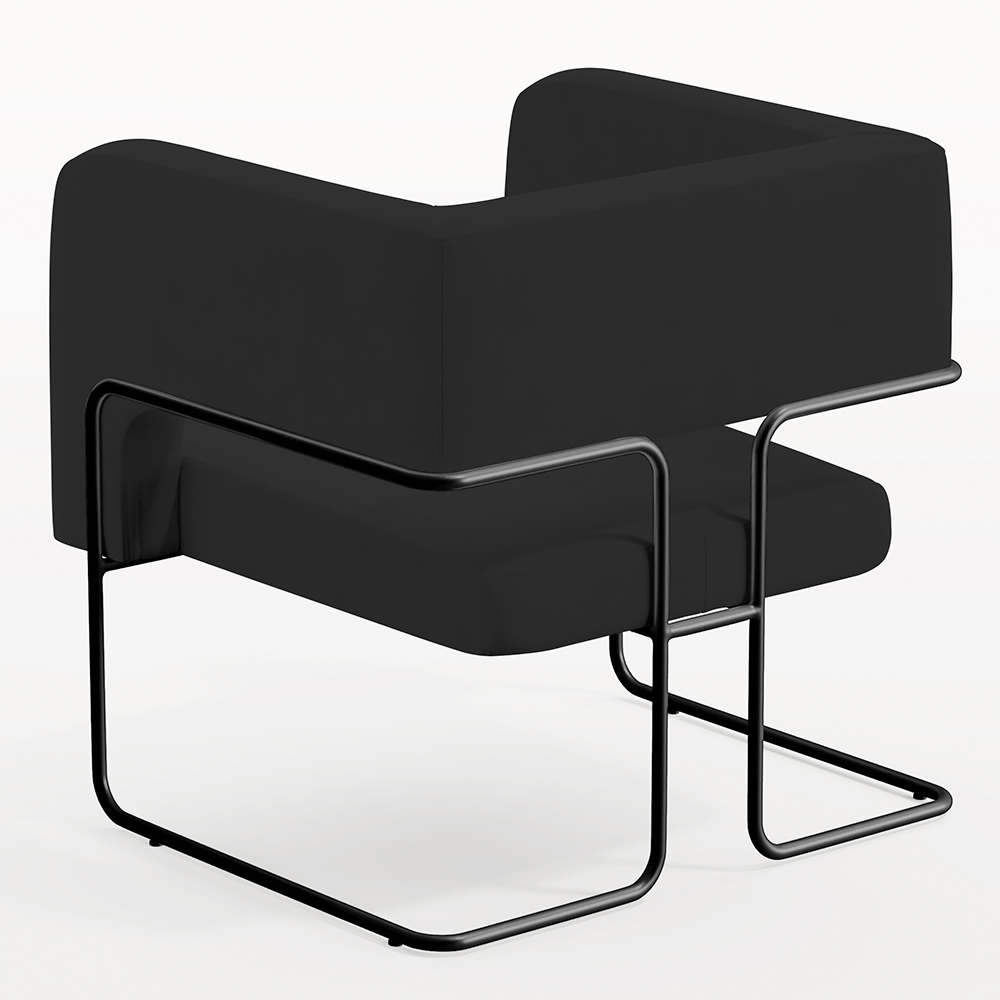 Kit 02 Poltronas Decorativas Scarlett D02 Base de Aço Preto Veludo Preto B-300 - Lyam Decor