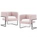Kit 02 Poltronas Decorativas Scarlett D02 Base de Aço Preto Veludo Rosê B-305 - Lyam Decor