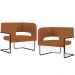 Kit 02 Poltronas Decorativas Scarlett D02 Base de Aço Preto Veludo Telha B-262 - Lyam Decor