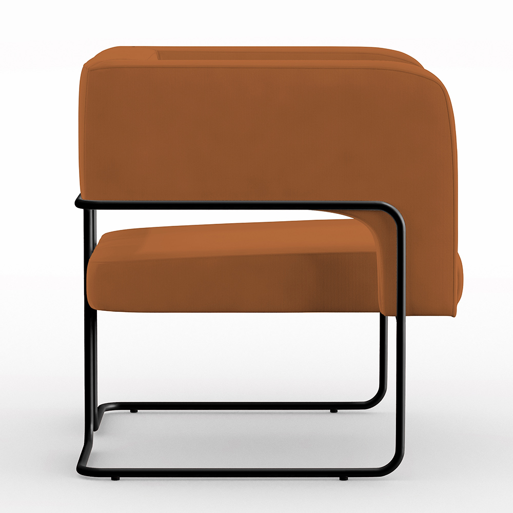 Kit 02 Poltronas Decorativas Scarlett D02 Base de Aço Preto Veludo Telha B-262 - Lyam Decor
