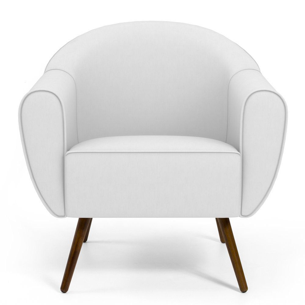 Kit 02 Poltronas Decorativas com Pés Palito Nina D02 Corano Branco C-12 - Lyam Decor