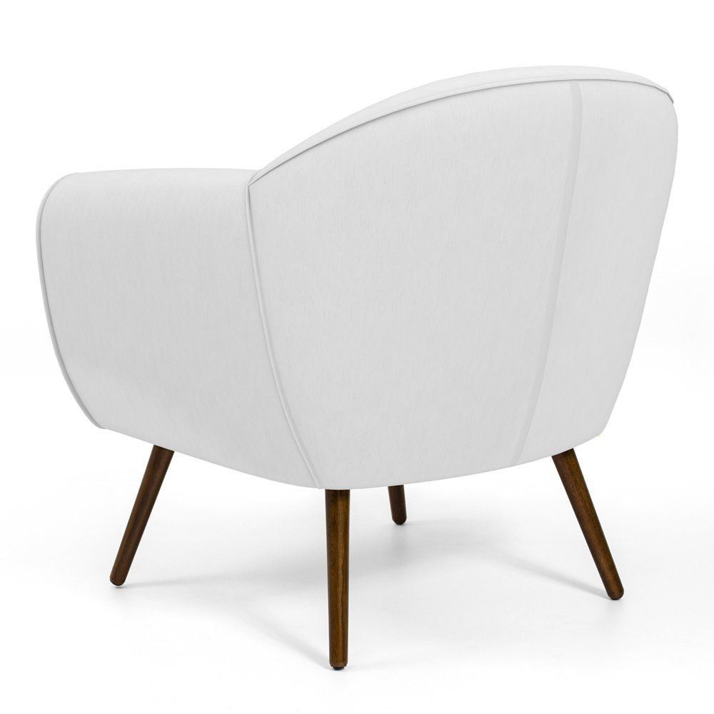 Kit 02 Poltronas Decorativas com Pés Palito Nina D02 Corano Branco C-12 - Lyam Decor