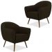 Kit 02 Poltronas Decorativas com Pés Palito Nina D02 Corano Marrom C-34 - Lyam Decor