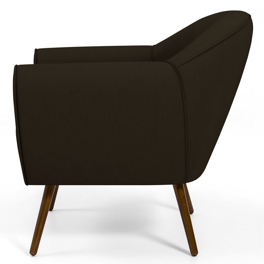 Kit 02 Poltronas Decorativas com Pés Palito Nina D02 Corano Marrom C-34 - Lyam Decor