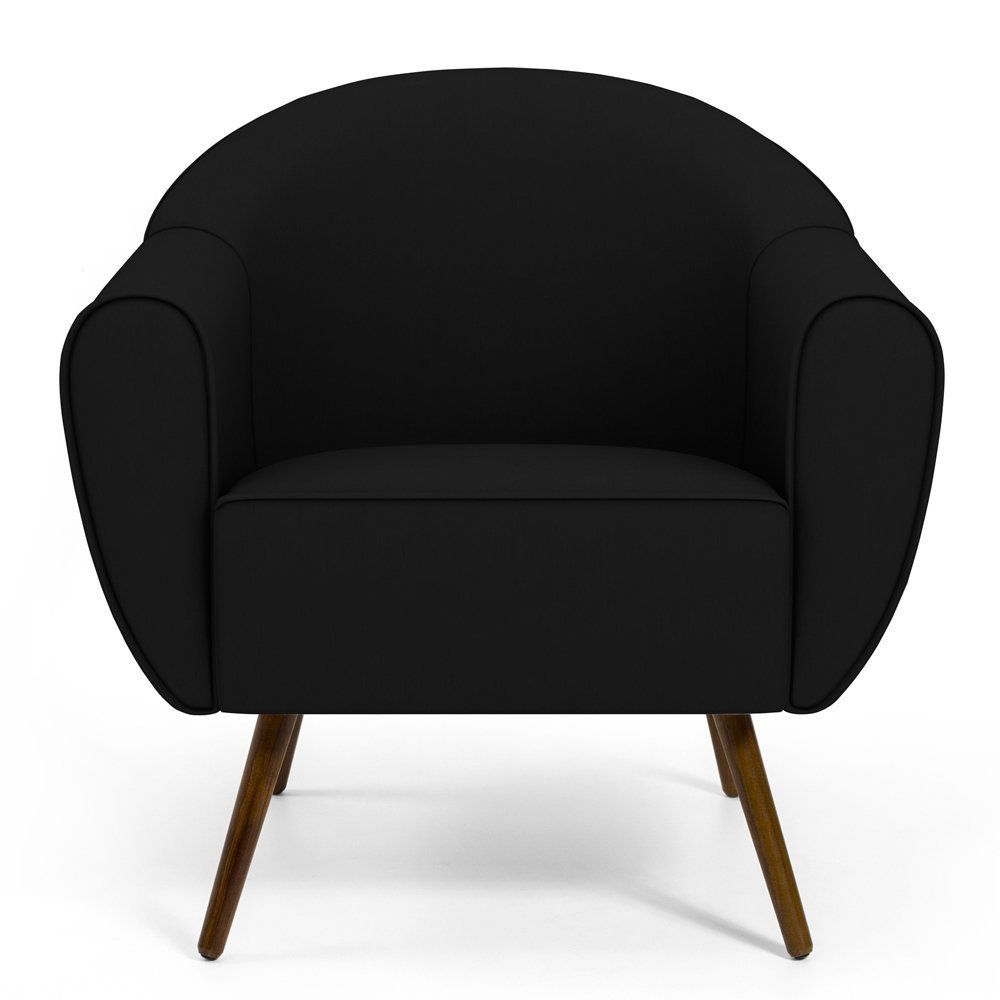 Kit 02 Poltronas Decorativas com Pés Palito Nina D02 Corano Preto C-05 - Lyam Decor