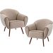 Kit 02 Poltronas Decorativas com Pés Palito Nina D02 Tressê Bege Rústico D-470 - Lyam Decor