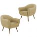Kit 02 Poltronas Decorativas com Pés Palito Nina D02 Veludo Liso Bege Escuro C-68 -Lyam Decor