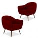 Kit 02 Poltronas Decorativas com Pés Palito Nina D02 Veludo Marsala C-278 - Lyam Decor
