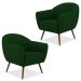 Kit 02 Poltronas Decorativas com Pés Palito Nina D02 Veludo Verde Liso C-303 - Lyam Decor