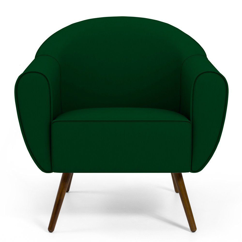 Kit 02 Poltronas Decorativas com Pés Palito Nina D02 Veludo Verde Liso C-303 - Lyam Decor