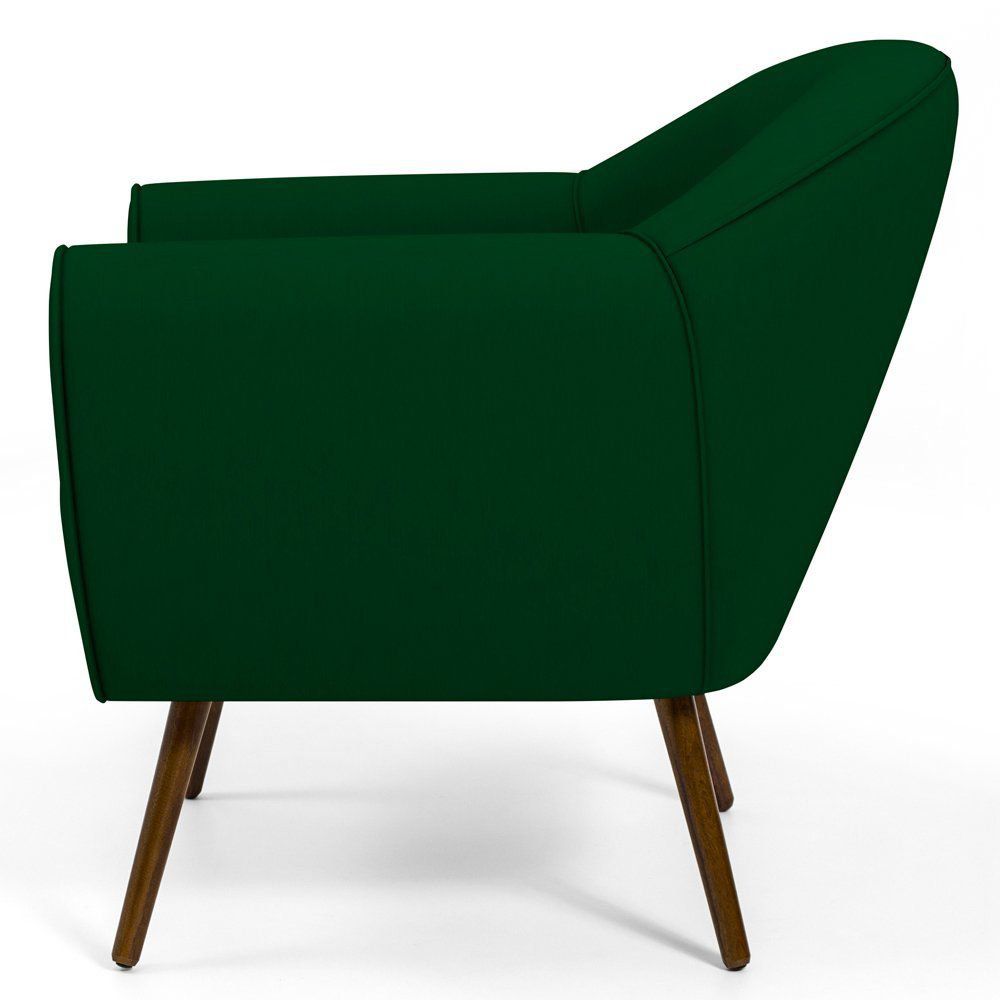 Kit 02 Poltronas Decorativas com Pés Palito Nina D02 Veludo Verde Liso C-303 - Lyam Decor