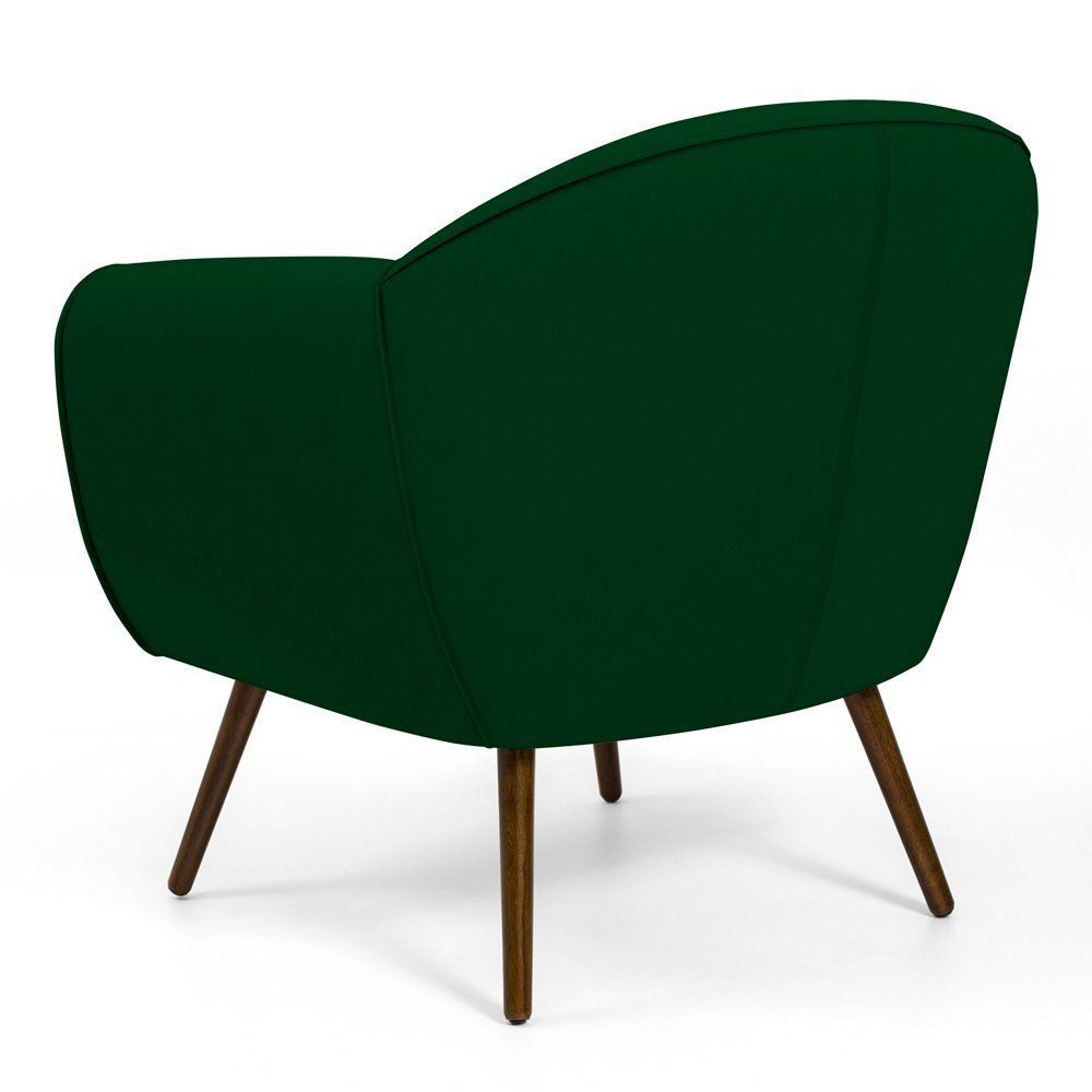 Kit 02 Poltronas Decorativas com Pés Palito Nina D02 Veludo Verde Liso C-303 - Lyam Decor