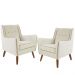 Kit 02 Poltronas Decorativas com Pés de Madeira Taroba D02 Algodão Bege C-381 - Lyam Decor