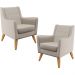Kit 02 Poltronas Decorativas com Pés de Madeira Taroba D02 Linho Bege C-107 - Lyam Decor