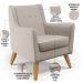 Kit 02 Poltronas Decorativas com Pés de Madeira Taroba D02 Linho Bege C-107 - Lyam Decor