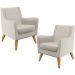 Kit 02 Poltronas Decorativas com Pés de Madeira Taroba D02 Linho Cru C-443 - Lyam Decor