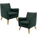 Kit 02 Poltronas Decorativas com Pés de Madeira Taroba D02 Linho Verde C-117 - Lyam Decor