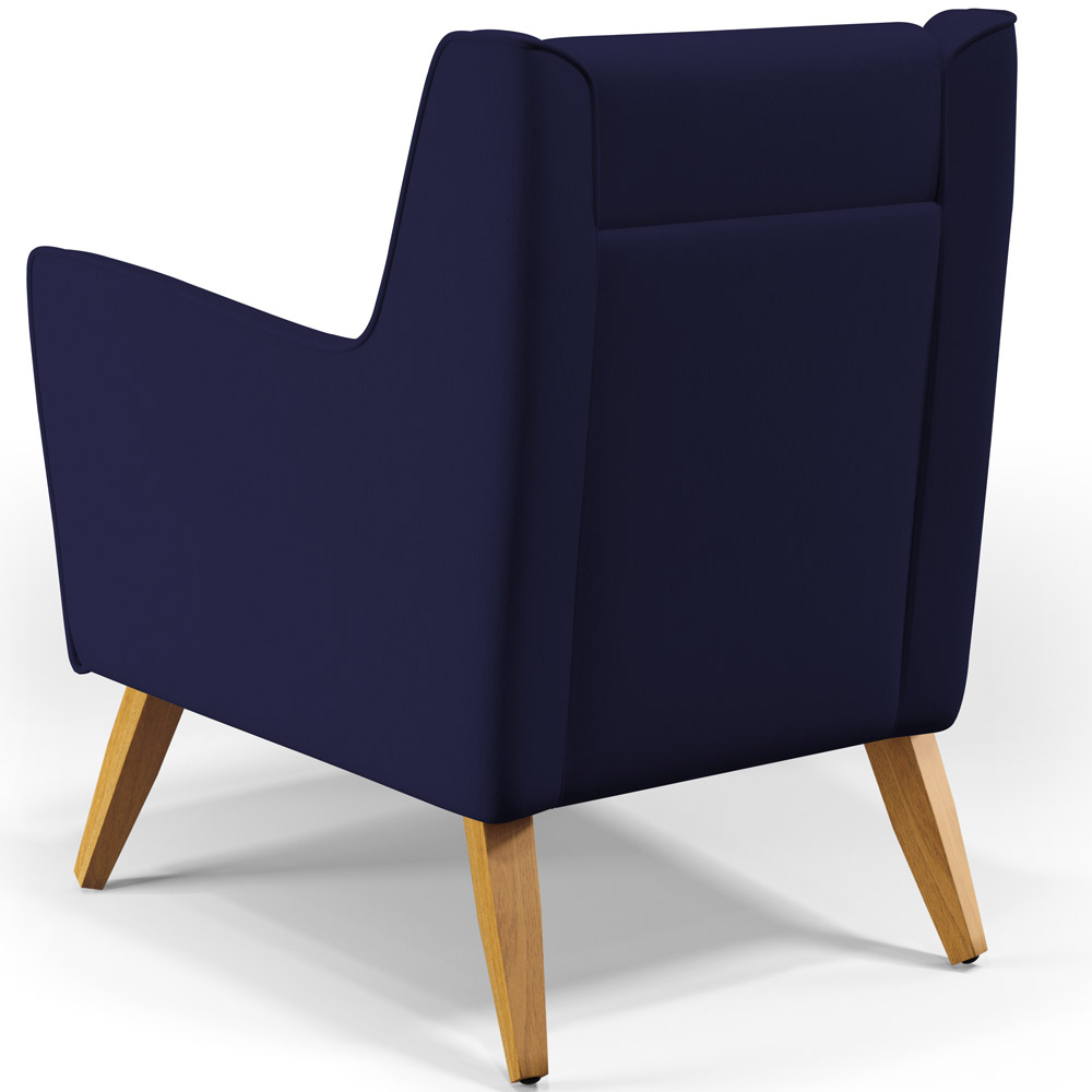 Kit 02 Poltronas Decorativas com Pés de Madeira Taroba D02 Veludo Azul Marinho C-304 - Lyam Decor