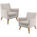 Kit 02 Poltronas Decorativas com Pés de Madeira Taroba D02 Veludo Bege C-309 - Lyam Decor