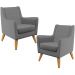 Kit 02 Poltronas Decorativas com Pés de Madeira Taroba D02 Veludo Cinza C-317 - Lyam Decor